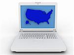 laptop with a map US