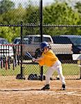 Cute Little Boy Up to Bat at Baseball Game