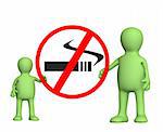 Family, calling to refuse smoking. Object over white