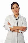 attractive female doctor on white background
