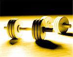 golden dumbbells soft glamour  background