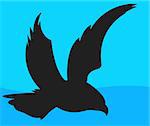 Illustration of silhouette of a  eagle flying