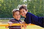 Two Boys Playing at the Playground Together