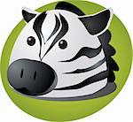 Cartoon head of a zebra, cute animal illustration