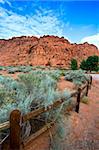 Hiking Path in Snow Canyon with Rails in the Image