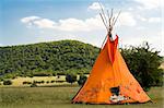 indian ethnic domicile, teepee AKA wigwam on the meadow