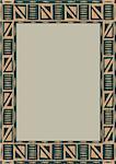 Wooden frame including ethnic African stripe with geometrically typical elements