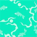 stylish vector background with an underwater theme, inspired by oriental brocades. The tiles can be combined seamlessly. Graphics are grouped and in several layers for easy editing. The file can be scaled to any size.