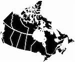 Detailed Map of Canadian Territories, each territory labeled on a seperate layer