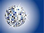 disco ball on blue background vector illustration