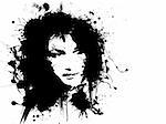 Portrait of a woman with ink splats vector illustration