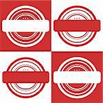 Series of empty stamp designs isolted on red and white