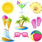 Vacation and travel icon set, isolated on white, eps 8 format