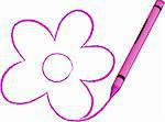 This is a crayon drawn cartoon of a flower - vector illustration