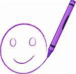 This is a vector illustration of a crayon drawing a  happy face