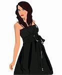 sexy woman in black dress