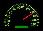 Speedometer of a car showing 170