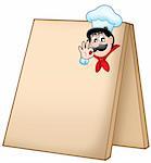 Menu board with cartoon chef - color illustration.