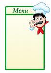 Menu template with cartoon chef - color illustration.