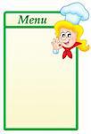 Menu  template with cartoon chef woman - color illustration.