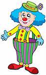Funny clown in big pants - vector illustration.