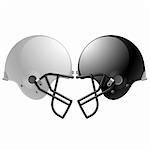 Vector illustration of American football helmets.