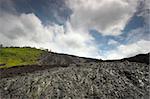 Black fields of lava in Hawaii Volcanoes National Park