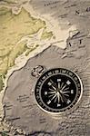 compass on world map