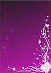 Vector illustration of purple wallpaper with heart and floral patterns