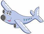 Cartoon airplane on white backgroud - vector illustration.