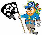 Pirate with flag - vector illustration.