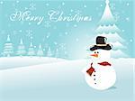 snowman and tree in snowflake, vector illustration