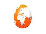 3d orange egg with earth texture over white background, isolated