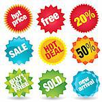 Set of colorful vector sale stickers and labels.