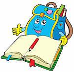 School bag reading book - vector illustration.