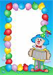 Party invitation frame with clown 6 - color illustration.