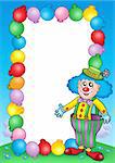 Party invitation frame with clown 7 - color illustration.