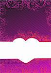 Vector illustration of purple floral background with heart copy-space