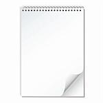 Spiral bound illustrated note pad with realistic shadow and page curl