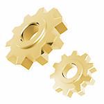golden machine gear isolated on white background
