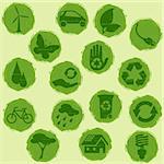 Collection of environmental buttons, Graphics are grouped and in several layers for easy editing. The file can be scaled to any size.