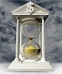 Illustration of a dollar hourglass with the sand running out