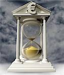 Illustration of a euro hourglass with the sand running out