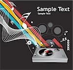 music vector composition wih grunge halftone background