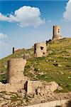 Fortress. Ruins of defensive works on mountain of the Crimean peninsula