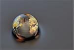 3d metal globe