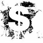 Dollar currency symbol icon on grunge background