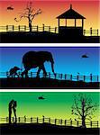 Nature banners, animals, peoples, vector illustration