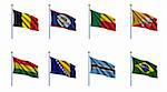 World flag set 02 - Belgium, Belize, Benin, Bhutan, Bolivia, Bosnia and Herzegovina, Botswana and Brazil