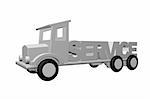 the word service on an old truck on white background - 3d illustration